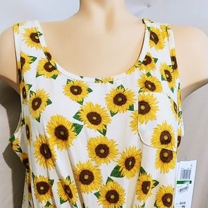 Rebellious one sunflower tie front tank top, NEW